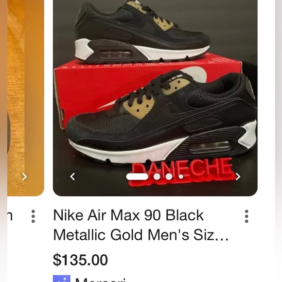 Men’s Nike Air Max 90 BLACK & Gold Clean, CLOSET CLOSES TODAY MONDAY - Picture 4 of 15